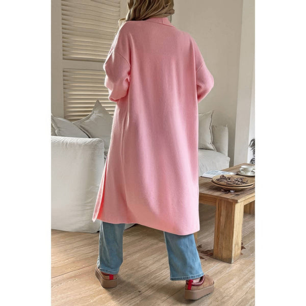 Solid Open Front Knit Long Body Cardigan - Cardigan - SmartBuyApparel