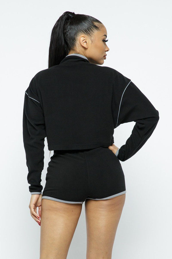 Sporty Crop Top Sporty High - waist Shorts Set - Set - SmartBuyApparel