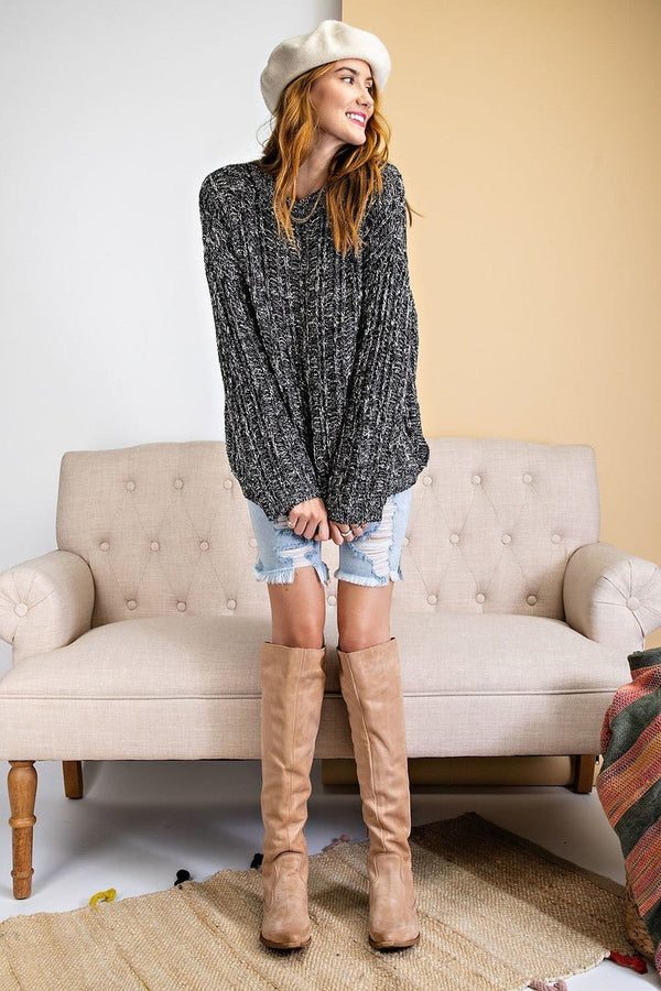 Textured Knitted Sweater - Women's sweater - SmartBuyApparel