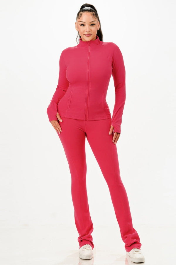 Thermal Active Wear Jacket With Flare Pants Set - Set - SmartBuyApparel