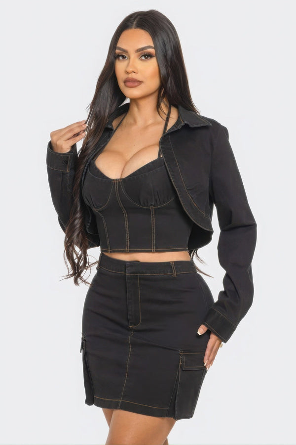 Three - Piece Skirt Set - Women's set - SmartBuyApparel